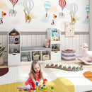 Vabches Kids Bookcase and Bookshelf with Reading Nook, Multifunctional Bookcase with 7 Storage Cubbies 2 Movable Drawers, Bookcases with Seat Cushion for Toy Storage Organizer Children's Room, Bedroom by CozyNest Decor