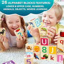 QUOKKA Montessori Wooden Blocks for Toddlers 1-3 - 35 Realistic ABC Learning Baby Blocks for Kids 3-5 Year Olds - Stacking Alphabet Wood Toys for 2-4 yo - Learn Letters Numbers by TinyTreasures Baby Boutique