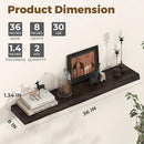 Axeman 36 inch Floating Shelves for Wall - 8'' D Live Edge Rustic Solid Elm Wood Floating Shelves Wall Mounted, Wall Shelves with Invisible Bracket for Living Room Bedroom Kitchen, Set of 2 Walnut by CozyNest Decor