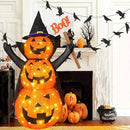 Halloween Decoration 4.3FT Retractable Jack-O-Lantern, 100 LED Collapsible Pumpkin Lantern with Black Star Hat, Plug in Halloween Lights with Stand for Indoor Outdoor Lawn Backyard Garden Decor by CozyNest Decor