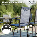 PHI VILLA 3 Piece Outdoor Bar Set, High Top Patio Bistro Table and Bar Chairs with Blue Textilene Fabric & Rustproof Metal Frame for Backyard, Balcony, Garden & Poolside by CozyNest Decor