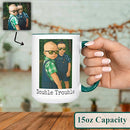 Personalized Coffee Mug, Custom Drawing Portrait Gift, Funny Customized Coffee Gift for Men & Women, Custom Mugs with Pictures, Green 15oz Customized Ceramic Tea Cup by TinyTreasures Baby Boutique
