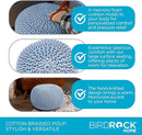 BIRDROCK HOME Round Pouf Ottoman | Cotton Braided Foot Stool with Bean Bag Filling | Boho Foot Rest for Living Room & Bedroom | Compact & Comfortable Seating, Lightweight & Soft | Soft Blue by CozyNest Decor