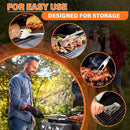 TIVOLI 4PCS Grilling Accessories, Heavy Duty BBQ Tool Set with Stainless Steel Spatula, Tongs, Fork, Cleaning Brush, Wood Handles Barbecue Utensils Kit for Outdoor, Perfect Grill Gifts for Dad Men by GreenHaven Gardens