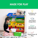 Humble Crew, Natural/Primary Kids' Toy Storage Organizer with 12 Plastic Bins, 34*35*15.5inch by TinyTreasures Baby Boutique