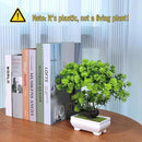 Small Artificial Plants Greenery Desktop Bonsai - Green Plastic Fake Plants for Home Decor, Indoor Bookshelf, Office Desk and Bathroom Room Decor, Tall 8.5" by GreenHaven Gardens