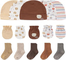 Baby Hats Mittens and Socks Set Cotton Newborn Hat Beanie Soft Infant Girls Boys Caps Gloves 0-6 month by TinyTreasures Baby Boutique