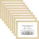 Vittanly 8.5x11 Picture Frames Set of 9, Shatter Resistant Plexiglass, Display 6x8 Pictures with Mat or 8.5x11 without Mat, Photo Frames for Wall or Tabletop, Engineered Wood, OAK by CozyNest Decor