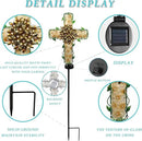 38inch Solar Cross Garden Lights Outdoor Decorative - Solar Metal&Glass Cross Apricot Hydrangea Flower Stake Lights- Waterproof 20 White LED for Remembrance Gifts & Sympathy Gifts by GreenHaven Gardens