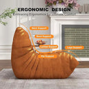 Full Foam Loveseat Sofa,Adults Bean Bag Chairs Floor Couch with Soft Waterproof Fabric,Armless Fireside Lounge Chair for Living Room,Apartment and Office (DarkOrange) by CozyNest Decor