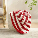 Amélie Home Chunky Knit Blanket Throw, Thick Soft Yarn Chunky Throw 50x60, Handmade Chenille Cable Knitted Crochet Throw Blanket, Warm Rope Knot Blanket for Couch Bed Sofa, Red White Stripe by CozyNest Decor