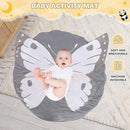 Wooden Baby Play Gym with Mat, Foldable Baby Activity Gyms with 6 Sensory Hanging Panda Toys, Tummy Time Baby Infant Toys (Butterfly) by TinyTreasures Baby Boutique