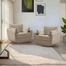 360° Swivel Accent Armchair Set of 2, 39.3" Oversized, Sherpa Boucle Fabric Sofa Chair with Removable Back & Arm Pillows, Swivel Chairs with Cozy Soft Padded, No Assembly Required, Camel by CozyNest Decor