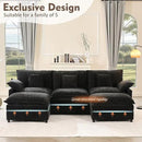 108" U Shaped Couch, Modular Sectional Sofa, 3-Seater Comfy Cloud Couch with Movable Ottoman, Deep Seat Couches for Living Room, Chenille, Black by CozyNest Decor