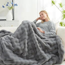 Cozy Bliss Faux Fur Throw Blanket for Couch, Fuzzy Soft Plush Thick Bubble Blanket for Sofa Bedroom Living Room, 108 * 90 Inches Light Grey by CozyNest Decor