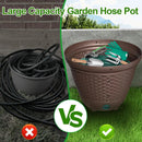 Riokko Garden Hose Holder Pot, Decorative Wicker Hose Holder, Water Hose Storage for Outside/Garage, Hose Box Fits 100-400 FT Hoses with 5 Drain Holes, Large Capacity & Assembly Required, Java by GreenHaven Gardens
