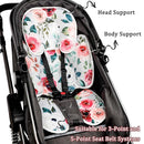 2 in 1 Infant Car Seat Insert, Car Seat Head Support Baby Girls Boys, Soft Newborn Carseat Insert Cushion, Perfect for Carseats, Strollers, Swings (Rose Flower) by TinyTreasures Baby Boutique