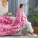 Cozy Bliss Faux Fur Throw Blanket for Couch, Fuzzy Soft Plush Thick Bubble Blanket for Sofa Bedroom Living Room, 50 * 60 Inches Tie Dye Pink by CozyNest Decor