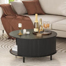 Round Coffee Table with Storage,Mid Century Modern Dining Table with Sliding Cabinet Door for Living Room,Home Small Space,31.5" Small Center Table,Black by CozyNest Decor