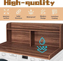 Royxen 2-Tier Washer Dryer Countertop,19.5" H Wood Washer and Dryer Topper with Shelf,Laundry Countertop Over Washer and Dryer, Universal Fit for Laundry Room Organization (Walunt, 54" WX27.5 D) by CozyNest Decor