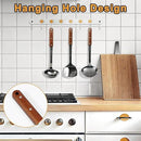 FJNATINH Stainless Steel Wok Spatula,Ladle,Skimmer Ladle Tool Set,Mirror Polished Cooking Utensils with Wooden Handle,Easy to Clean Wok Accessories,Black 3 PCS by CozyNest Decor