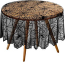 eZAKKA Round Halloween Tablecloth, 70 Inch Spider Webs Tablecloths Black Tablecloth Lace Fabric Table Cloths Spooky Table Cover for Parties Gothic Halloween Home Decorations by CozyNest Decor