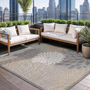 Beverly Rug Outdoor Rug 10x14 Large Modern Floral Tropical Area Rugs for Indoor and Outdoor Patio Easy to Clean Non Shedding Living Room Porch Garden Washable Outside Carpet (10 x 14 Gray) by CozyNest Decor