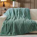 NEWCOSPLAY Faux Fur Twin Blanket New Sage Green 3D Ribbed Plush Thick Warm Blanket for Couch Sofa Bed 850GSM (New Sage Green Ribbed, Twin(60"x80")) by CozyNest Decor