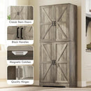 HOMCOM 72" Farmhouse Kitchen Pantry Cabinet, Freestanding Tall Storage Cabinet with 4 Barn Doors, 4 Adjustable Shelves and 8 Door Shelves, Gray Wash by CozyNest Decor