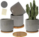 TAMAYKIM 5.25 Inch Ceramic Plant Pots with Drainage Holes and Saucers, Modern Flower Pots with Trays for Indoor Planters, Snake Plant, Succulent, Cactus and Herbs, Set of 4 by CozyNest Decor