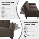 89” Futon Sofa Bed, Linen Comfy Futon Couch Bed with 2 Square Pillows, Convertible Sleeper Sofa with Adjustable Backrest& Armrests, Modern Loveseat Sleeper for Living Room, Bedroom, Brown by CozyNest Decor