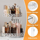 2 Tier Lazy Susan Organizer Turntable Adjustable,12 Inch Two Tier Lazy Susan Metal Easy Assembly Cleaning, Rotating Spice Rack Organizer for Cabinet Dining Table Kitchen Countertop White by CozyNest Decor