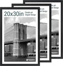 20x30 Poster Frame Set - 3 Pack, Textured Black Solid Wood Picture Frame, Wall Gallery Frame - Wall Hanging by CozyNest Decor
