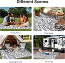 OLANLY Waterproof Outdoor Rug 6x9 ft, Reversible Outdoor Plastic Straw Rug with Leaf Pattern, RV Mat, Indoor Outdoor Carpet for Patio, Camping, Balcony, Deck, Backyard, Grey & White by CozyNest Decor