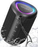Portable Bluetooth Speaker with Lights, Stocking Stuffers, Powerful Crystal Clear Sound, IPX5 Waterproof, All Day Playtime, BT 5.3, TWS Paring, Small Wireless Speaker for Outdoor, White Elephant Gifts by TinyTreasures Baby Boutique