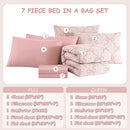 Full Size Comforter Sets with Sheets for Girls-7 Pieces Full Size Bedding Sets with Pink Comforter, Sheets, Pillowcases & Shams for Kids (Pink Diamond, 76" X 86") by TinyTreasures Baby Boutique