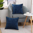 decorUhome Chenille Soft Throw Pillow Covers 18x18 Set of 2, Farmhouse Velvet Neutral Decorative Euro Pillow Covers with Stitched Edge for Couch Sofa Bed Home Decor, Poseidon by CozyNest Decor