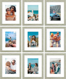 Vittanly 8x10 Picture Frames Set of 9, Shatter Resistant Plexiglass, Display 5x7 Pictures with Mat or 8x10 without Mat, Photo Frames for Wall or Tabletop, Engineered Wood, Driftwood by CozyNest Decor