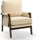 Modern Accent Chair for Living Room Mid Century Arm Chair Upholstered Bedroom Chair Comfy Lounge Chair with Solid Wood Frame, Beige by CozyNest Decor