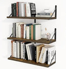 Heimlove 24 Inches Rustic Brown Floating Shelves,8 Inches Deep Wall Bookshelf Mounted Display&Storage Wood Wall Shelves for Kitchen Bathroom Laundry Living Room,Set of 3 by CozyNest Decor