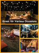 LED G40 Outdoor String Lights Patio Lights 100FT with 104 LED Shatterproof Bulbs, Weatherproof Commercial Hanging Lights for Backyard Bistro Pergola Party Decor, E12 Socket Base, 2200K, Black by CozyNest Decor
