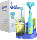 Brusheez Kids’ Electric Toothbrush Set - Safe & Effective for Ages 3+ - Parent Tested & Approved with Gentle Bristles, 2 Brush Heads, Rinse Cup, 2-Minute Timer, & Storage Base (Ollie The Elephant) by TinyTreasures Baby Boutique