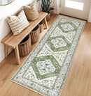 Lahome Boho Green Hallway Runner - 2x6 Washable Kitchen Runner Rug Non-Slip, Ultra-Thin Vintage Print Carpet Rug for Entryway Bedroom Laundry Room (Green, 2'x6') by TinyTreasures Baby Boutique