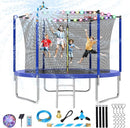 Upgraded 10/12/14/15/16FT Trampoline Outdoor, Large Kids Trampoline with Light, Stakes, Sprinkler, Backyard Trampoline with Basketball Hoop and Net, Capacity for 4-6 Kids and Adults by TinyTreasures Baby Boutique