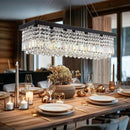 Rectangle K9 Crystal Chandelier,Rectangular Contemporary Pendant Light Fixture,Black Modern Crystal Chandeliers for Dining Room Kitchen Island L31.5''xW10''xH10'' by CozyNest Decor