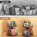 Snack Organizer - Versatile Snack Storage 2 Tier Lazy Susan with Convenient Grab-and-Go Design, Wood and Metal Snack Holder for Home, Office, Breakroom, 12.13" L x 12.13" W x 12.56" H by CozyNest Decor