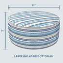 LVTXIII Outdoor Inflatable Ottoman, Fade-Resistant Round Footrest Stool D31”x H14”, Portable Patio Pouf for Garden Camping or Home Use, Stripe Layered Blue by CozyNest Decor