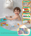 Baby Bath Toys Mold-Free Silicone Bath Toys, Sensory Shape Sorting & Stacking Set Includes 20 Floating Pieces, Early Learning Bathtub Toys for Toddlers by TinyTreasures Baby Boutique