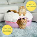 CATTASAURUS Peekaboo Cat Cave for Multiple & Large Cats Up to 30-45 Lbs, Fluffy Cat Beds for Indoor Cats, Scratch Detachable & Washable Tunnel Bed, Comfy Donut Cat Cave (Pink, Large (Calming)) by CozyNest Decor