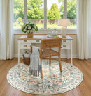 Wonnitar Round Washable Rug, Soft Floral Round Rugs 5ft Circle Carpets for Bedroom Ultra-Thin, Boho Beige Print Distressed Circular Carpet for Living Room Dorm Bedside by TinyTreasures Baby Boutique